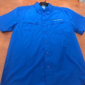Huj Fishing Button Up Blue Shirt